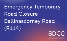 Emergency Temporary Closure, Ballinascorney Road (R114),  Co. Dublin sumamry image